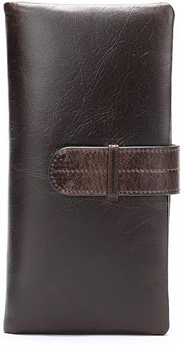 QTYQWC Reißverschluss Herren Lange Geldbörse Vintage Rindsleder Männliche Clutch Geldbörse Telefonkartenhalter Leder Herrenbrieftaschen (Farbe: A, Größe: 19 * 9 cm) von QTYQWC