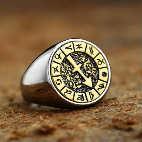 QTYQWC Retro-Anzeichen des Zodiac Constellation Ring Ring Edelstahl Männer Frauen Geschenkringkrebs-8 von QTYQWC