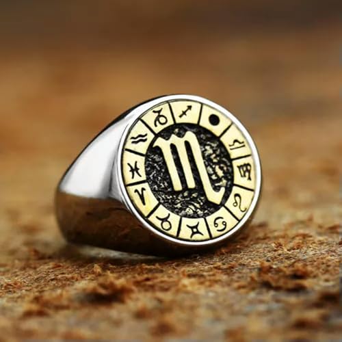 QTYQWC Retro-Anzeichen des Zodiac Constellation Ring Ring Edelstahl Männer Frauen Geschenkringkrebs-8 von QTYQWC