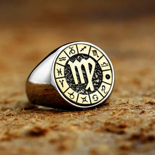 QTYQWC Retro-Anzeichen des Zodiac Constellation Ring Ring Edelstahl Männer Frauen Geschenkringkrebs-8 von QTYQWC