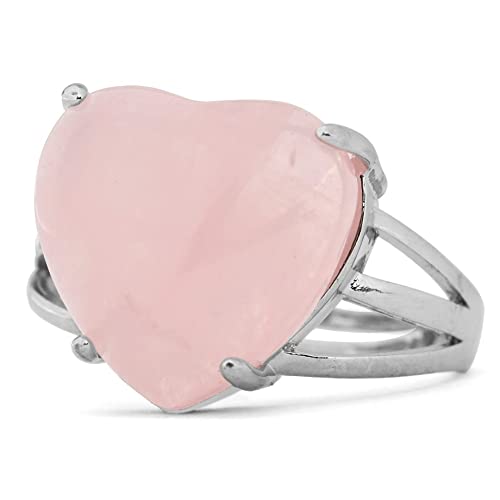 QTYQWC Ringe, eingelegtes herzförmiges natürliches Rosenquarzstein Verstellbarer Op Knöchel Heckring Fingergelenk Ring Schmuck für Wom Lady RLS Hochzeit Valtines Tag ft von QTYQWC