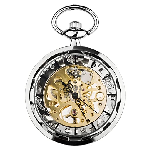 QTYQWC Steampunk Retro Nostalgic Mechanical Retro Hollow Gang Gear Legierung Halskette Herren Taschenuhr von QTYQWC