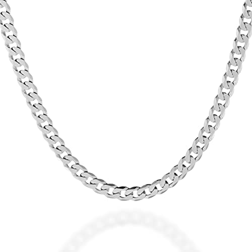 QUADRI - Elegante Halskette aus Panzerkette (Cubana) - Breite 7mm - für Männer und Frauen aus 925er Echtsilber - Länge 56 cm - Silberkette Halskette Kette anlaufgeschützt - Zertifikat Made in Italy von QUADRI