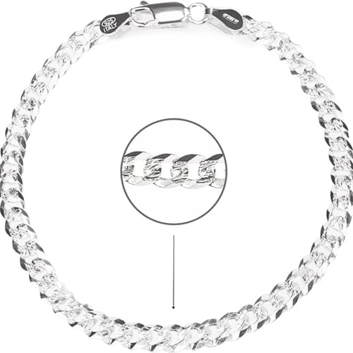 QUADRI – Elegantes Armband aus 925er Silber mit gravierter Kette, kubanisches Modell für Damen und Herren – Breite 5 mm – Länge 19 cm – Zertifiziertes Made in Italy von QUADRI