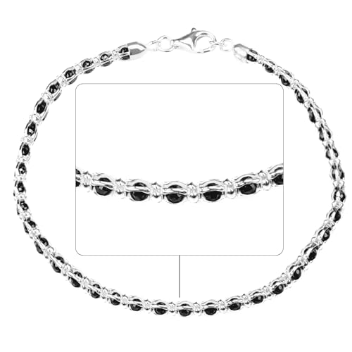 QUADRI – Elegantes Armband aus 925er Silber mit schwarzen Zirkonen für Damen und Herren – Breite 2.6 mm – Länge 18 + Verlängerung 2.5 Cm – Zertifiziertes Made in Italy von QUADRI