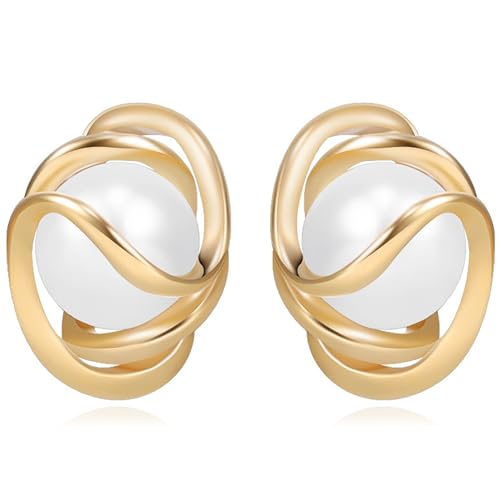 QUADRI - Perlenohrringe Stecker - Ohrringe gold18KT vergoldet - Frauen Geburtstag Geschenkidee - Ohrringe Silber 925 mit weißen Süßwasserperlen - Geschenk-Box enthalten von QUADRI