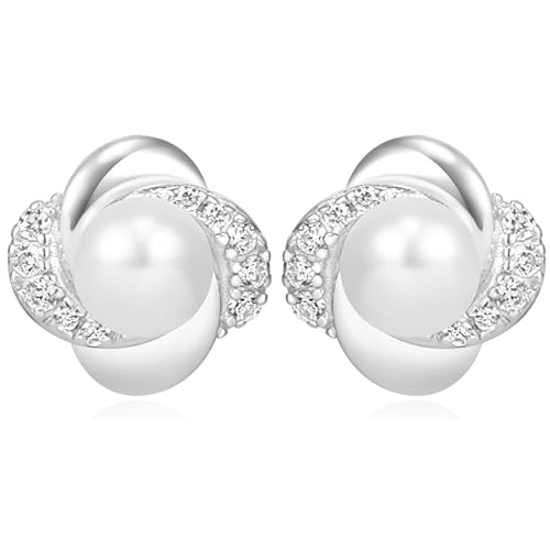 QUADRI - Perlenohrringe Silber 925 - Frauen Geburtstag Geschenkidee - Ohrringe Silber 925 mit weißen Süßwasserperlen - Geschenk-Box enthalten von QUADRI