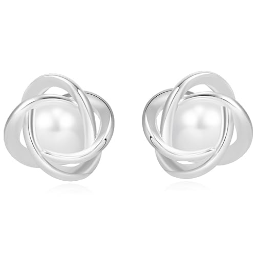 QUADRI - Perlenohrringe Silber 925 mit Cubic Zirkonia - Frauen Geburtstag Geschenkidee - Ohrringe Silber 925 mit weißen Süßwasserperlen - Geschenk-Box enthalten von QUADRI
