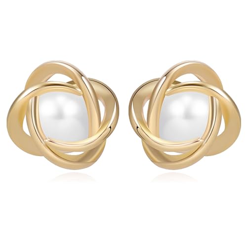 QUADRI - Perlenohrringe Stecker - Ohrringe Gold 18KT vergoldet - Frauen Geburtstag Geschenkidee - Ohrringe Silber 925 mit weißen Süßwasserperlen - Geschenk-Box enthalten von QUADRI