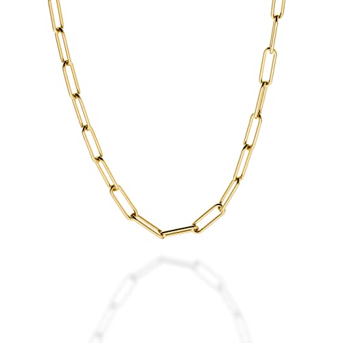 Quadri-925er Silberkette(Büroklammer)18kt 1 Mikron plattiert vergoldet für Männer und Frauen aus 925er Echtsilber-Breite 4.5mm - Länge 56cm mit weiterer Verlängerung von 5cm -Zertifikat Made in Italy von QUADRI