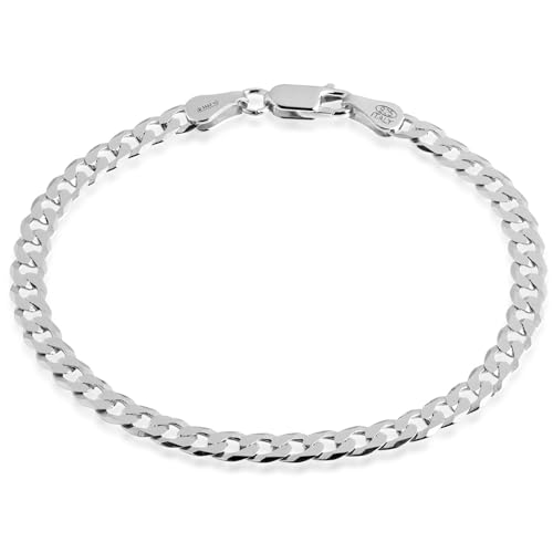 QUADRI - Elegante Armband aus diamantbesetzter Panzerkette (Cubana) für Männer und Frauen aus 925er Echtsilber - Breite 5mm - Länge 18 cm - Zertifikat Made in Italy von QUADRI