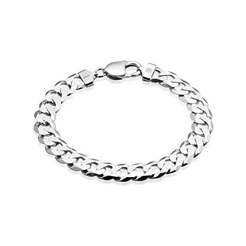 QUADRI - Elegante Armband aus diamantbesetzter Panzerkette (Cubana) für Männer und Frauen aus 925er Echtsilber - Breite 10mm - Länge 19 cm - Zertifikat Made in Italy von QUADRI