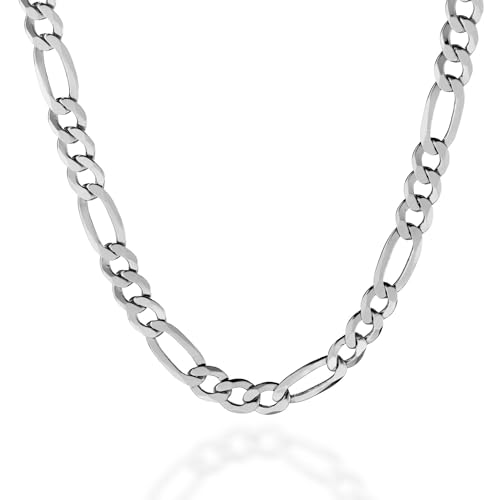QUADRI - Elegante Halskette (Figaro) für Herren und Frauen aus 925er Echtsilber - Breite 7mm - Länge 56 cm - Kette anlaufgeschützt von QUADRI