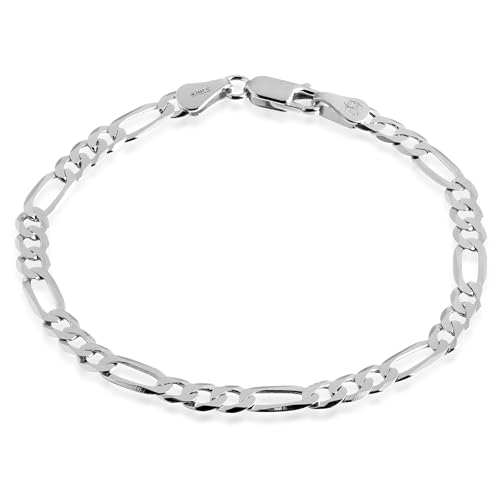 QUADRI - Elegantes Armband in Kette (Figaro) für Männer und Frauen in echtem 925er Silber - Breite 5mm - Länge 18 cm - Silberkette Kette anlaufgeschützt - Made in Italy Zertifikat von QUADRI