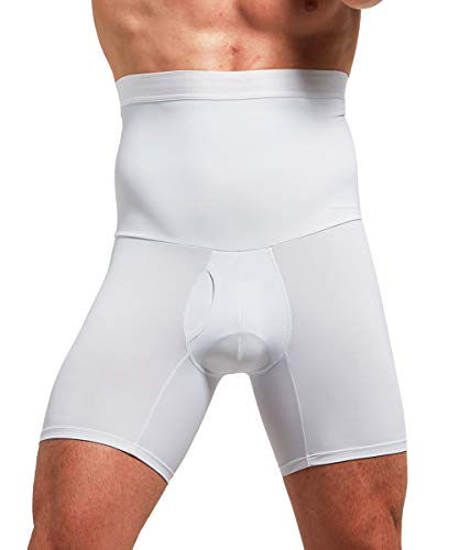 QUAFORT Herren-Shorts, Bauchkontrolle, hohe Taille, figurformend, formend, Beinunterwäsche, Weiss/opulenter Garten, Large von QUAFORT