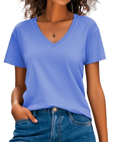 QUALFORT Damen Bamboo T-Shirt, Blau, Mittel von QUALFORT