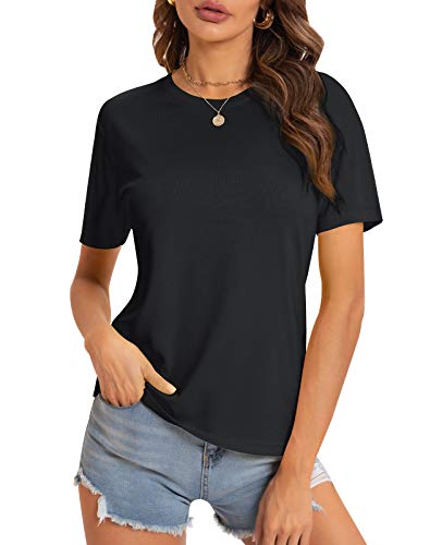 QUALFORT Damen Bambus T-Shirt - Schwarz - Groß von QUALFORT