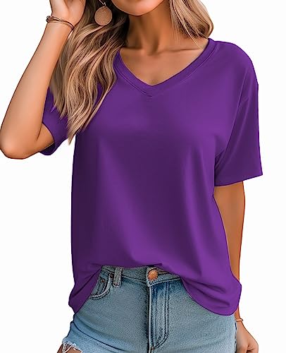 QUALFORT Damen Bamboo T-Shirt, Violett, Mittel von QUALFORT