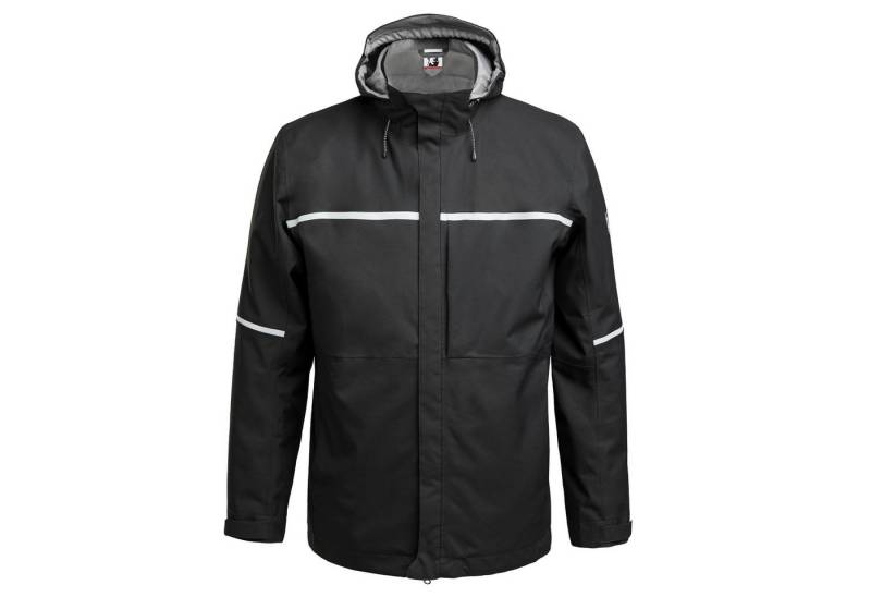 Qualitex Workwear Hardshelljacke wetterfeste Hardshelljacke, Reflex-Regenjacke mit justierbarer Kapuze (1-St) Übergangsjacke mit 5 Taschen, wasserdichten Reißverschlüssen von Qualitex Workwear