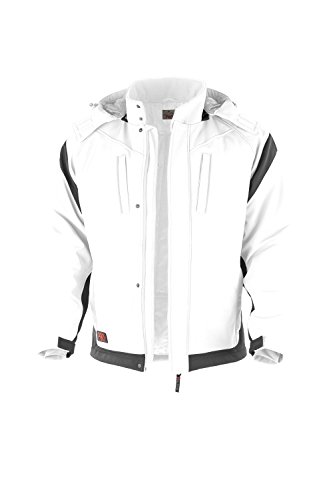 Qualitex Softshelljacke PRO blau grau schwarz Weiss oder grün Arbeitsjacke (2XL, Weiss/grau) von Qualitex