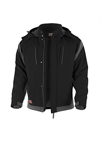 Qualitex Softshelljacke PRO blau grau schwarz Weiss oder grün Arbeitsjacke (2XL, schwarz/grau) von Qualitex