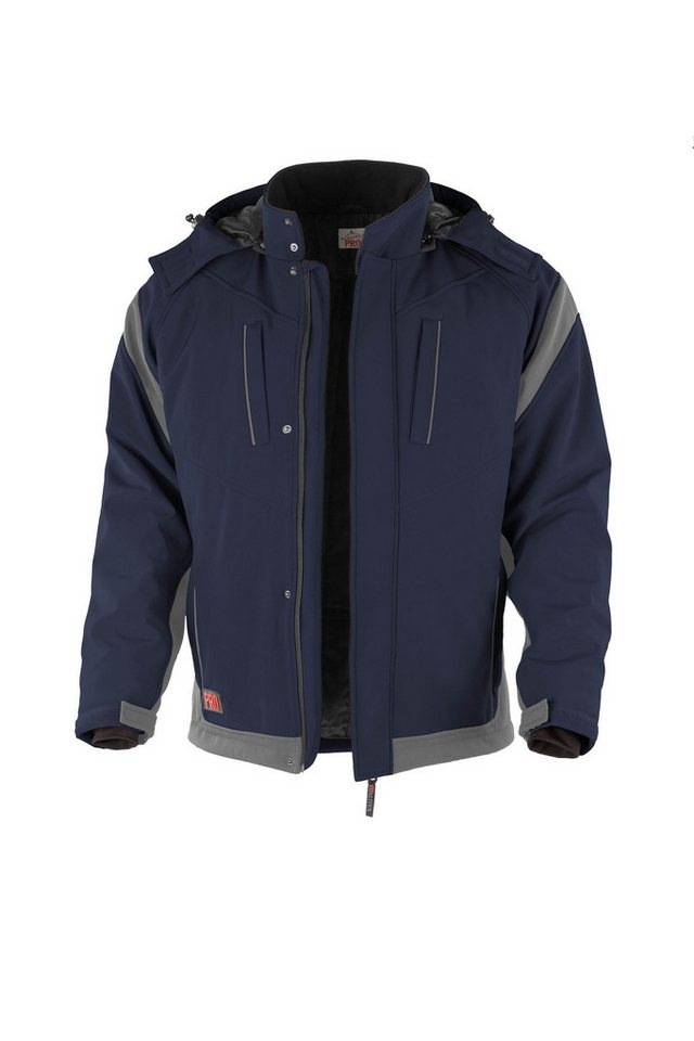Qualitex Workwear Softshelljacke wetterfeste Winterjacke - wasserabweisende Outdoorjacke mit Kapuze (1-St) mit 6 Taschen - Blickdicht - Strapazierfähig - Wärmend - Waschbar von Qualitex Workwear