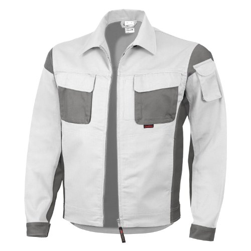 Qualitex Arbeitsjacke Professionell Pro MG 245 – mehrere Farbe Gr. XXX-Large, - Blanc/gris von QUALITEX HIGH QUALITY WORKWEAR