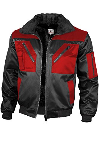 Qualitex - Pilotenjacke 4 in 1, Schwarz/Rot , 3XL von Qualitex