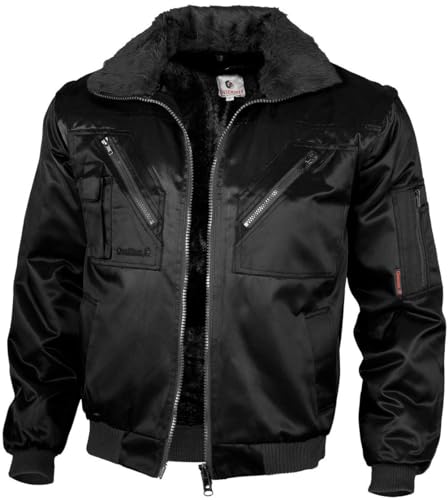 Qualitex - Pilotenjacke 4 in 1 - Kragen und Ärmel abtrennbar - mehrere Farben (5XL, Schwarz) von QUALITEX HIGH QUALITY WORKWEAR