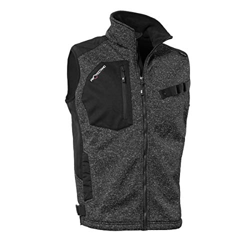 Qualitex Strick-Fleeceweste Unisex schwarz/meliert Größe: L; gefütterte, wärmende Workwear Winter-Weste für Herren und Damen; warme Arbeitsweste von QUALITEX HIGH QUALITY WORKWEAR