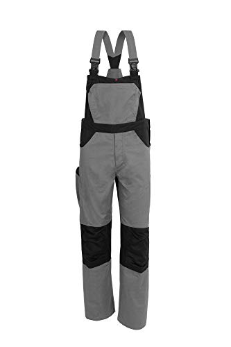 Qualitex X-Serie Unisex Latzhose in grau/schwarz Größe 102, Lange Arbeitshose für Herren und Damen, Cargohose mit vielen Taschen von QUALITEX HIGH QUALITY WORKWEAR