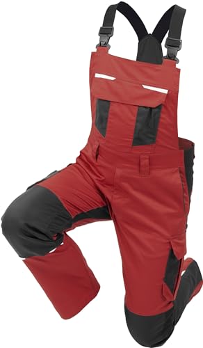 Qualitex iND Latzhose Unisex Herren Farbe Rot/Dunkelgrau Größe 42 von QUALITEX HIGH QUALITY WORKWEAR