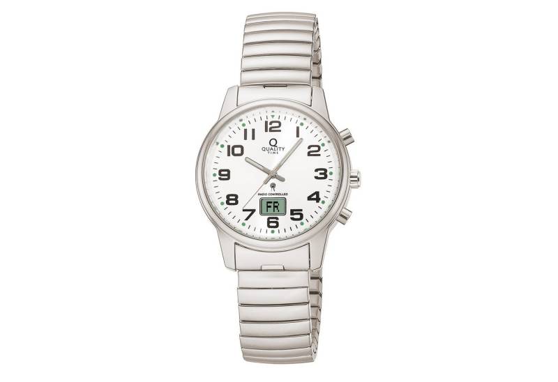 QUALITY TIME Funkuhr QLA-10510-12Z, Quarzuhr, Armbanduhr, Damenuhr, Edelstahlarmband, analog, digital von QUALITY TIME