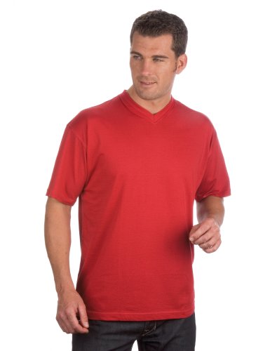 QUALITYSHIRTS 2 V-Neck T-Shirt im Doppelpack, Gr. 4XL, rot von QUALITYSHIRTS