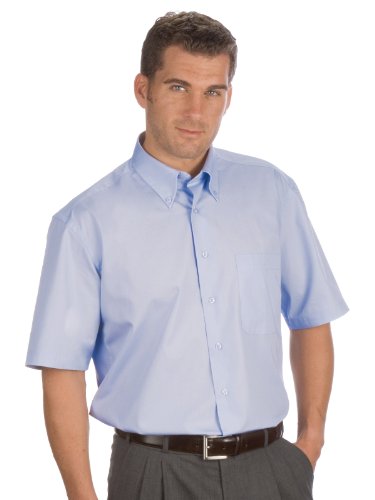 QUALITYSHIRTS Kurzarm Uni Hemd Button Down, Gr. L (41/42), hellblau von QUALITYSHIRTS