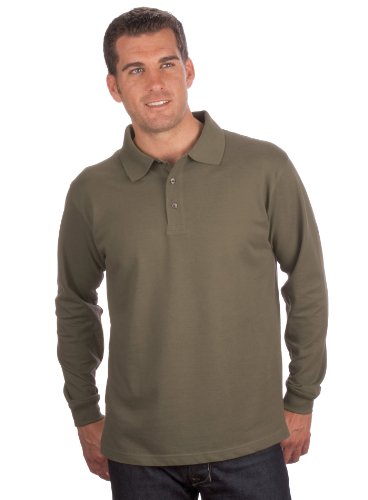QUALITYSHIRTS Langarm Polo Shirt, Gr. L, Oliv von QUALITYSHIRTS