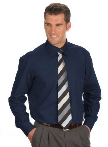 QUALITYSHIRTS Langarm Uni Hemd Button Down, Gr. M (39/40), dunkelblau von QUALITYSHIRTS