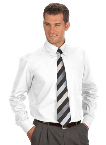 QUALITYSHIRTS Langarm Uni Hemd Button Down, Gr. XXL (45/46), weiß von QUALITYSHIRTS