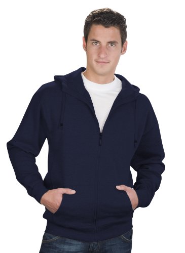 QUALITYSHIRTS Sweat Jacke mit Kapuze Hoodie, Gr. L, dunkelblau von QUALITYSHIRTS