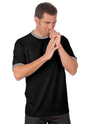 QUALITYSHIRTS T-Shirt mit Kontrastbündchen, Gr. 3XL, schwarz von QUALITYSHIRTS