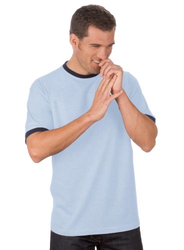 QUALITYSHIRTS T-Shirt mit Kontrastbündchen, Gr. 4XL, hellblau von QUALITYSHIRTS