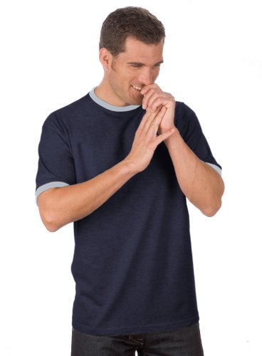 QUALITYSHIRTS T-Shirt mit Kontrastbündchen, Gr. XL, dunkelblau von QUALITYSHIRTS