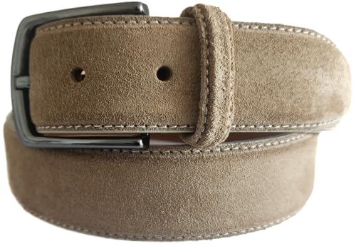 QUAMOD Wildleder Gürtel Damen Herren Hochwertiger Velours Ledergürtel Unisex 3,5 cm (35 mm) breit, Velourleder Gürtel mit Geschenk-Box von QUAMOD