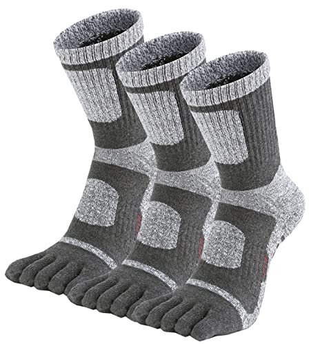 QUANGANG Zehensocken für Damen und Herren, fünf Finger, athletisches Laufen, keine Show Crew, B Grau, Grau, Grau (3 Paar), Medium von QUANGANG