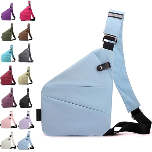 Diebstahlsichere Reisetasche Brusttasche Damen，Anti Theft Travel Bag Diebstahlsichere Tasche Herren，Diebstahlsichere Umhängetasche Bodybag Damen，Anti Diebstahl Tasche Damen (Azurblau) von QUANMAITONG