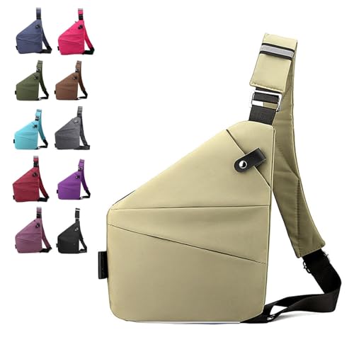 Diebstahlsichere Reisetasche Brusttasche Damen，Anti Theft Travel Bag Diebstahlsichere Tasche Herren，Diebstahlsichere Umhängetasche Bodybag Damen，Anti Diebstahl Tasche Damen (Beige) von QUANMAITONG