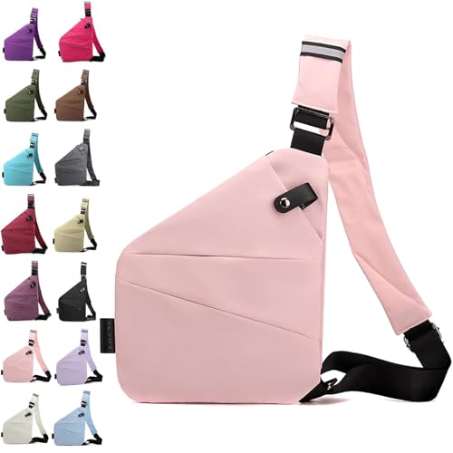 Diebstahlsichere Reisetasche Brusttasche Damen，Anti Theft Travel Bag Diebstahlsichere Tasche Herren，Diebstahlsichere Umhängetasche Bodybag Damen，Anti Diebstahl Tasche Damen (Blassrosa) von QUANMAITONG