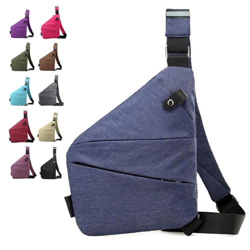 Diebstahlsichere Reisetasche Brusttasche, Anti Theft Travel Bag für Damen und Herren, Umhängetasche Bodybag (Blau) von QUANMAITONG