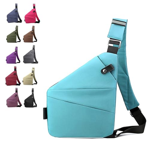 Diebstahlsichere Reisetasche Brusttasche Damen，Anti Theft Travel Bag Diebstahlsichere Tasche Herren，Diebstahlsichere Umhängetasche Bodybag Damen，Anti Diebstahl Tasche Damen (Hellblau) von QUANMAITONG