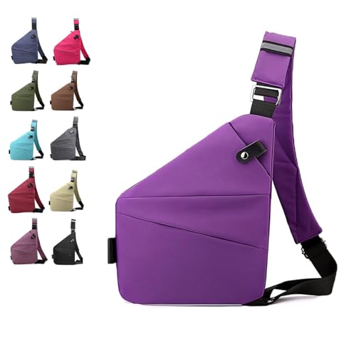 Diebstahlsichere Reisetasche Brusttasche Damen，Anti Theft Travel Bag Diebstahlsichere Tasche Herren，Diebstahlsichere Umhängetasche Bodybag Damen，Anti Diebstahl Tasche Damen (Lila) von QUANMAITONG